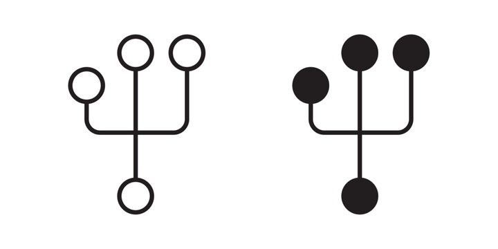 Code branch icon for web, design. Linear illustrations, editable strokes