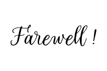 Farewell ! - Farewell!（さようなら！、ごきげんよう！）の文字の、美しい筆記体をイメージしたロゴマーク、カリグラフィー
