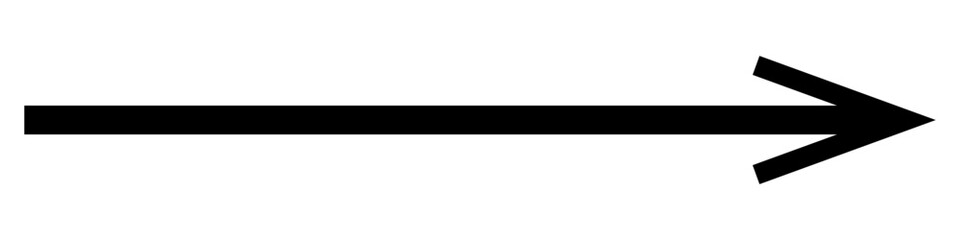 Fototapeta premium Arrow icon isolated. Long black arrow pointing right. Simple design element. Vector illustration.