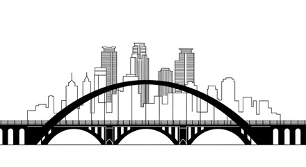 Obraz premium Iconic Bridge and City Skyline Silhouette - Urban Architecture and Infrastructure