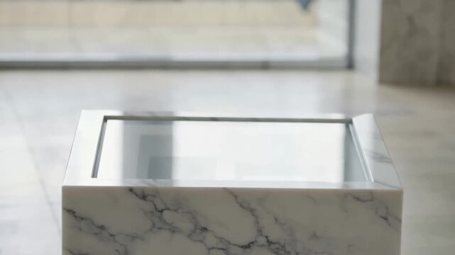 Marble Coffee Table With Glass Top.