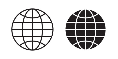 Obraz premium Globe icon for web, design. Linear illustrations, editable strokes