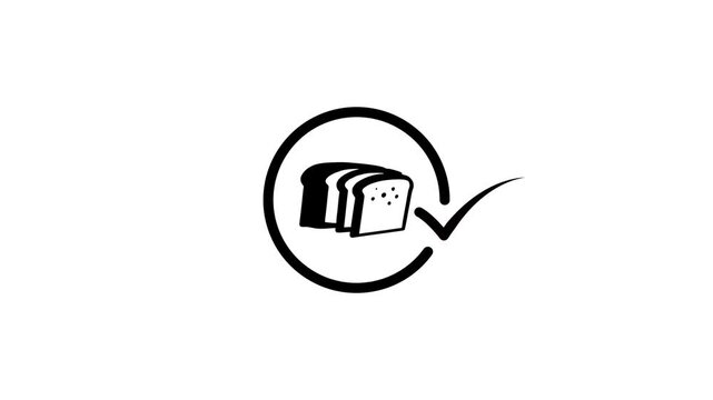 Gluten Free Bread Animated Icon on White Background, Suitable for Restaurants, Cafes, and Bakeries Marketing