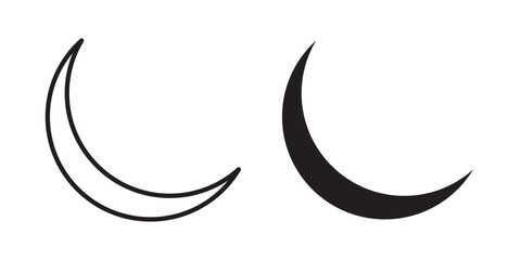 Moon icon for web, design. Linear illustrations, editable strokes © Hestia