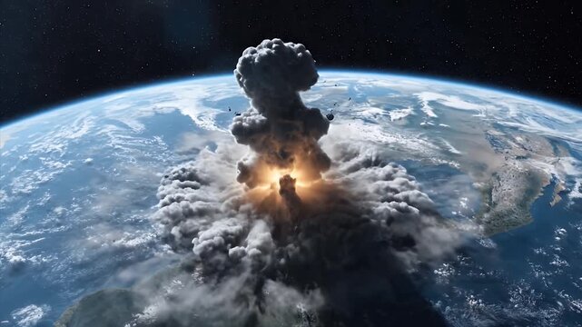 Catastrophic Asteroid Impact on Earth-like Planet with Massive Shockwave
