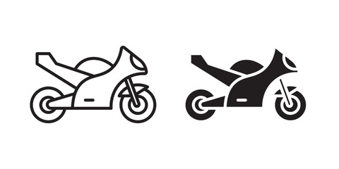 Fototapeta premium Motorcycle icon for web, design. Linear illustrations, editable strokes