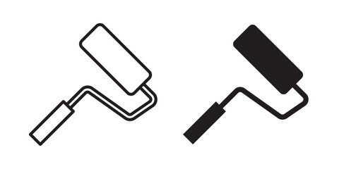Paint roller icon for web, design. Linear illustrations, editable strokes