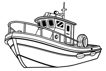Obraz premium Boat Line Drawing Coloring Page, Black and White Vector Art for Children