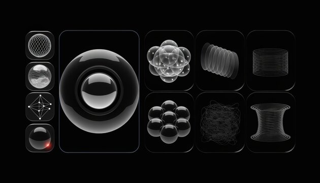 Dark mode corporate web portal homepage in medium view featuring bold navigation icons interactive search widget and modular content blocks with the main layout in clear focus.