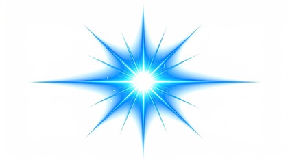 Obraz premium Vivid, bright blue starburst radiating light against a white background