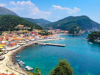 Fototapeta premium Panoramic view of Parga at Ionian sea, Greece