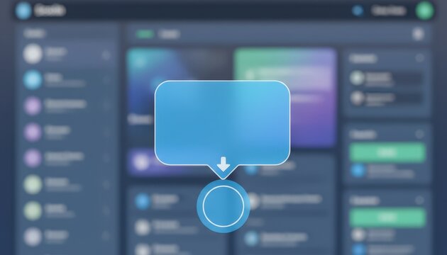 Closeup medium shot of tooltip overlays guiding users through web portal navigation main tooltip in sharp focus against blurred interface.