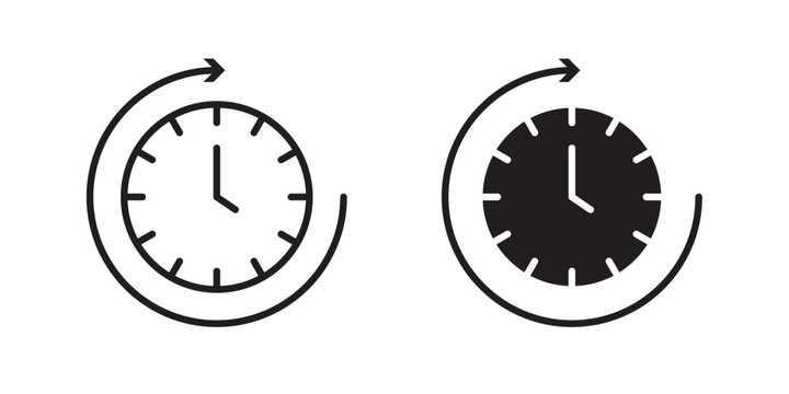 Time forward icon for web, design. Linear illustrations, editable strokes