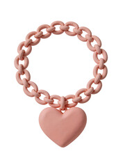 Obraz premium [Transparent Background PNG]Pink Heart Charm Bracelet with Chain