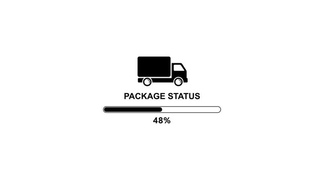 Delivery status animation loading bar truck package tracking progress bar truck shipping