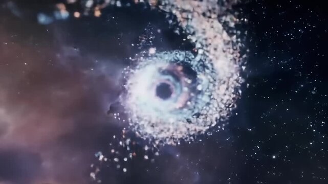 Swirling cosmic portal with stardust and nebulous clouds, deep celestial vision
