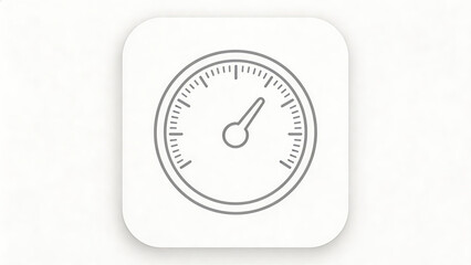 Minimalist vector gauge icon with outline style on white background. Represents measurement, speed, or instrument with simple line art design.