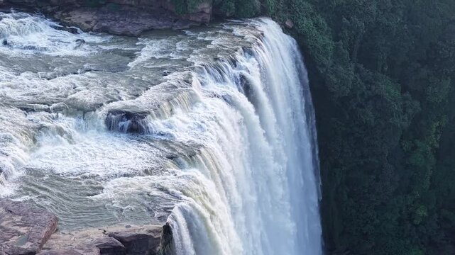Aerial View of Chachai Waterfall and River Landscape in Rewa Madhya Pradesh India
