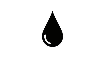 Fototapeta premium Black Water Drop Icon Isolated on White Background, Minimalist Design