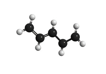 A molecular structure of an organic compound isolated on transparent background