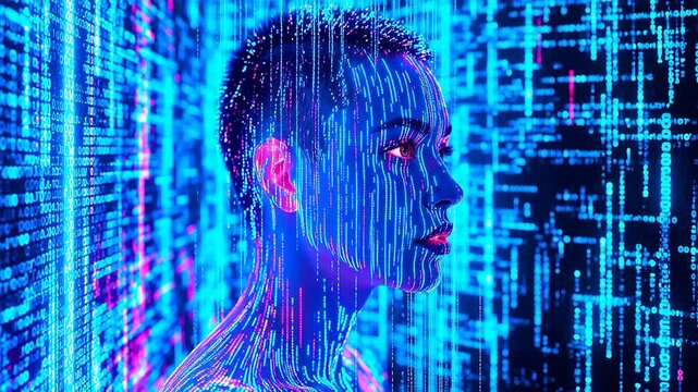 Digital human profile with binary code