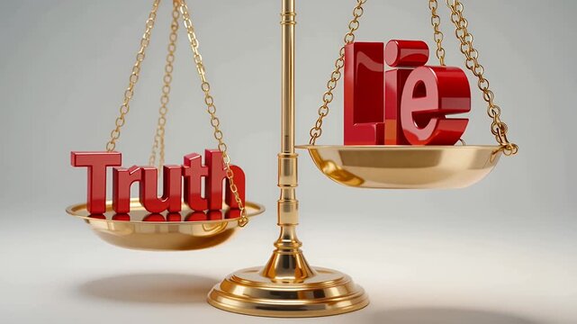truth lie scales gold balance, honesty vs deception, justice concept