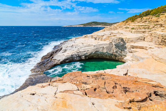Giola natural sea water pool, Thassos island, Greece