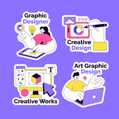 Label Social Media Graphic Design Flat Cartoon Hand Drawn Background Illustration