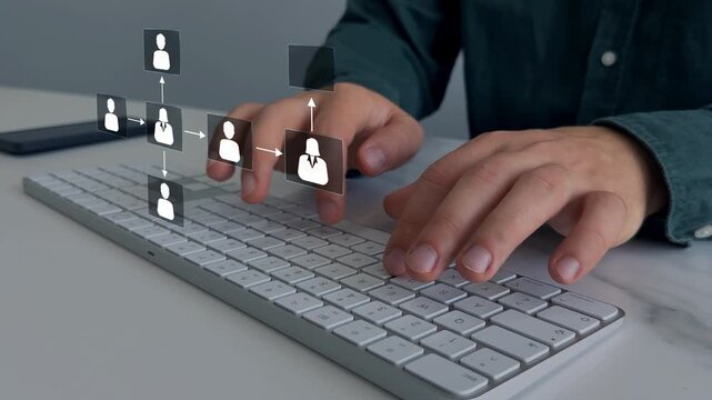 Scheme hierarchy management of corporate. Organizational chart company hierarchy,roles,team structure,showing connections between managers, employees,and departments for clear communication workflow.