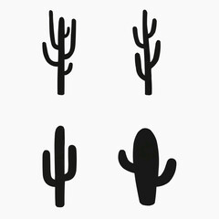 Obraz premium Cactus Silhouette Desert Icons