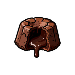 Obraz premium [Vector EPS]Decadent chocolate lava cake with flowing molten center