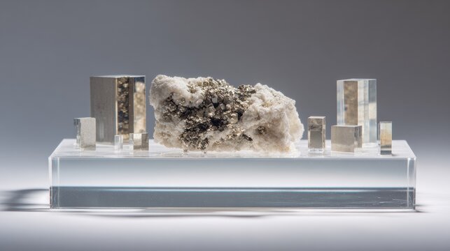 Still Life of Gallium Nitride Material on Transparent Surface