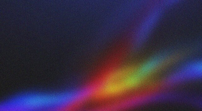 Abstract rainbow light streaks overlay background with noise effect