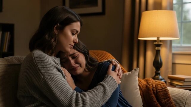 Couple Relaxing Together on Sofa at Night