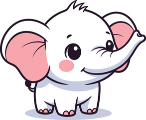 Obraz premium a charming cartoon illustration depicts a small adorable baby elephant with large ears and a sweet expression presented on a plain white background