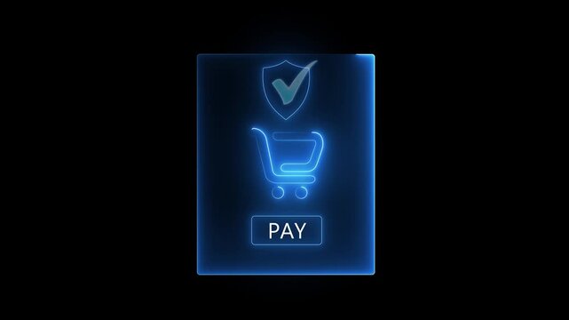 Mobile payment security concept on the transparent background. with secure checkout icon and green pay button during online shopping, highlighting ecommerce transaction and financial safety. 4k video