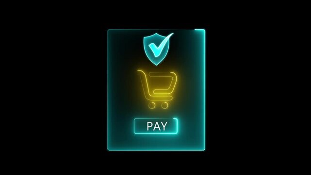 Mobile payment security concept on the transparent background. with secure checkout icon and green pay button during online shopping, highlighting ecommerce transaction and financial safety. 4k video