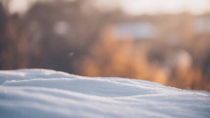 Snowy landscape with blurred background, winter scenery