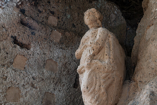 One of the most important monuments of civilization of the Etruscan, in the Etruscan Necropolis of Sovana, is the Tomba Ildebranda, Tuscany, Italy