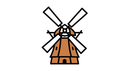 Obraz premium Cartoon windmill illustration on white background for design elements