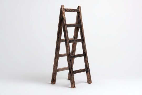 Wooden ladder against plain background