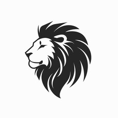 Fototapeta premium Stylized lion head profile in black and white against a white background