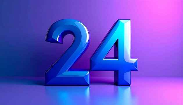 Bold Number 24 in Blue and Purple &ndash; Modern Graphic Design Illustration