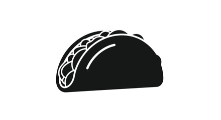 Obraz premium A simple black and white illustration of a classic folded taco