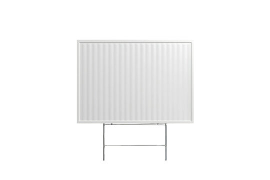 Blank corrugated plastic yard sign mockup for real estate, election campaign advertising, or message board on transparent background