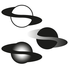 Extraordinary planet symbols. Exceptional astronomical spheres. Magnificent galactic Vector. Sophisticated celestial bodies © Kravchenko