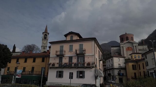 the public promenade along the Maggiore lake in Laveno, Italy