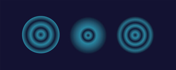 Sound wave. Signal concentric circle. Round light effect. Wifi range. Radio station signal. Water ripple with circle waves. A place or a painful point. Radar screen. Vector effect.