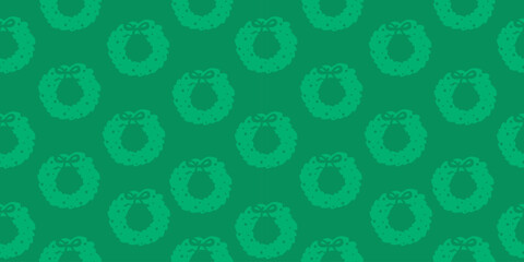 Obraz premium Dark green silhouette christmas wreath seamless pattern minimal style