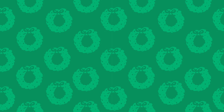 Dark green silhouette christmas wreath seamless pattern minimal style